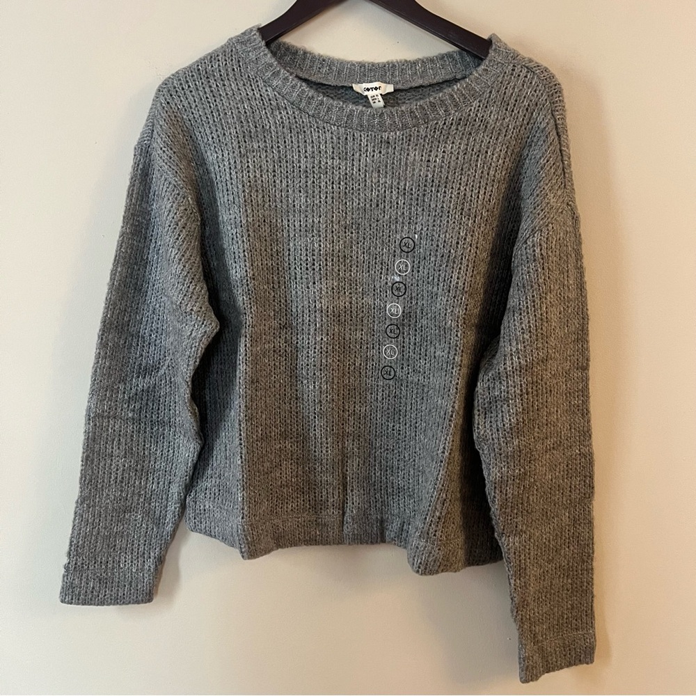 Koton Gray Knit Pullover Round Neck Sweater NEW Long Sleeves Lightweight